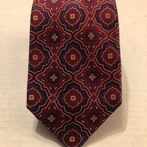 SANTORELLI men's new dark red 100%silk tie  3 3/8" X 60 1/2"